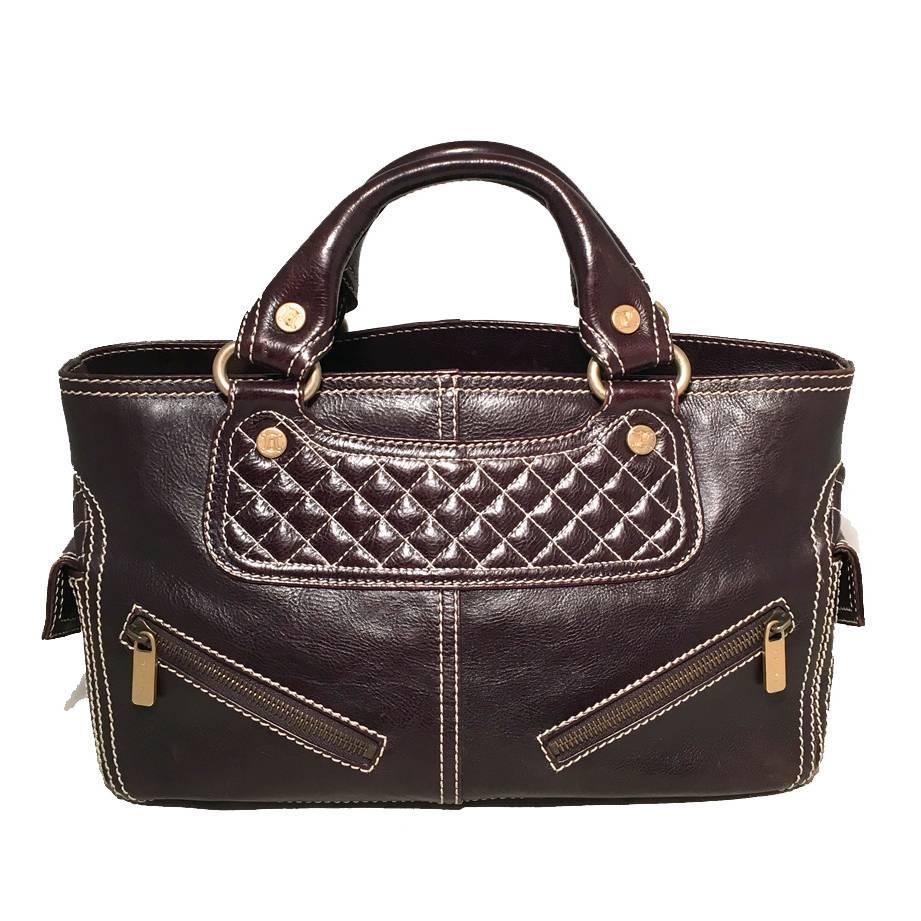 Celine Brown Leather Biker Boogie Handbag For Sale at 1stdibs