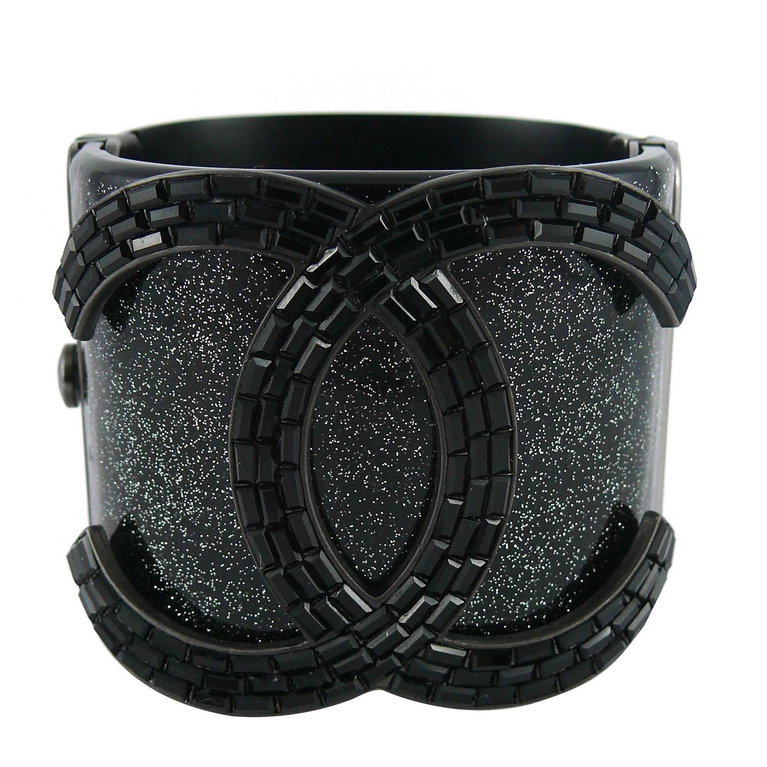 Chanel Rare Mive Cc Logo Jet Crystal Cuff Bracelet Spring Summer Chanel Rare Mive Cc Logo Jet Crystal Cuff Bracelet Spring Summer 2009 At 1stdibs