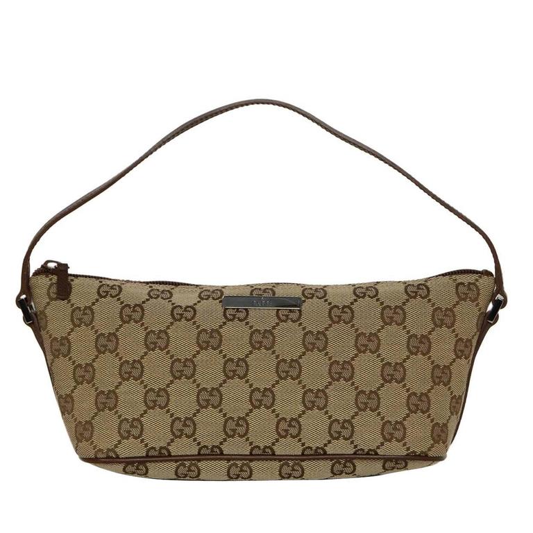 Gucci Brown and Tan Monogram Guccissima Pochette Bag For Sale at 1stdibs