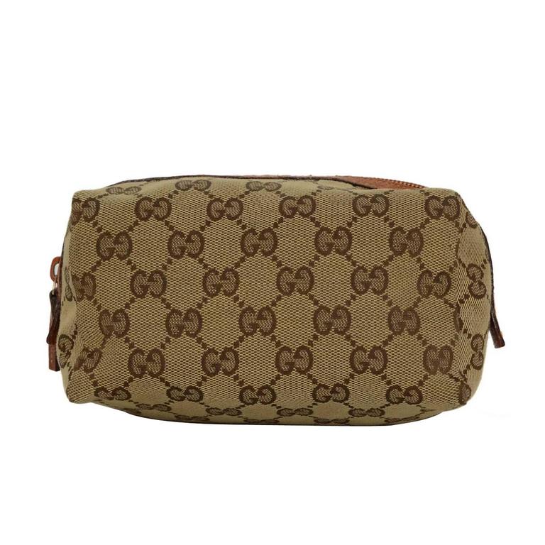 Gucci Tan Monogram Cosmetic Pouch at 1stdibs