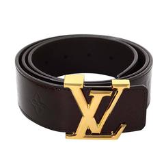 Louis Vuitton 40mm Vernis Amarante & Goldtone LV Initiales Belt sz 90