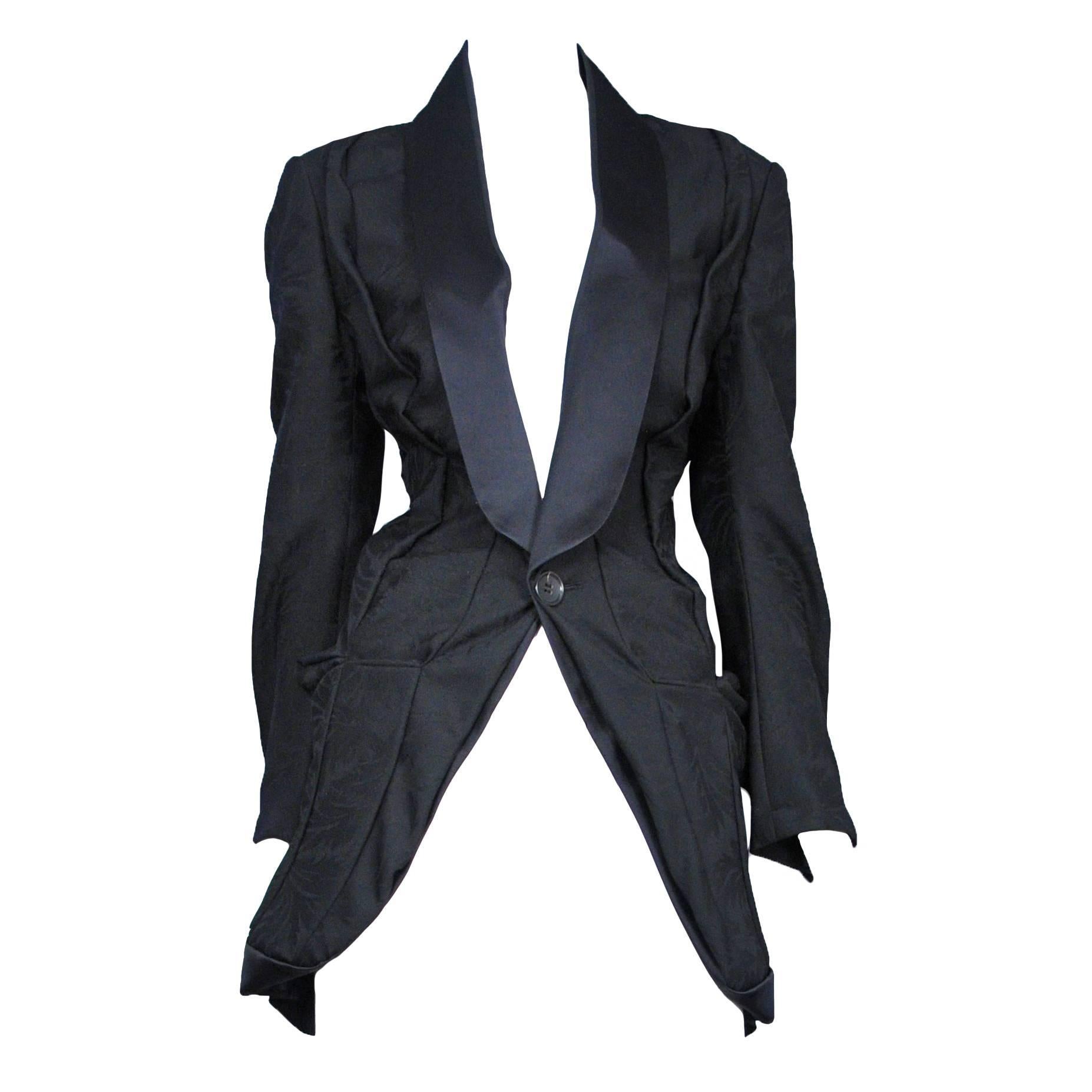Comme Des Garcons Black Brocade Tuxedo Jacket
