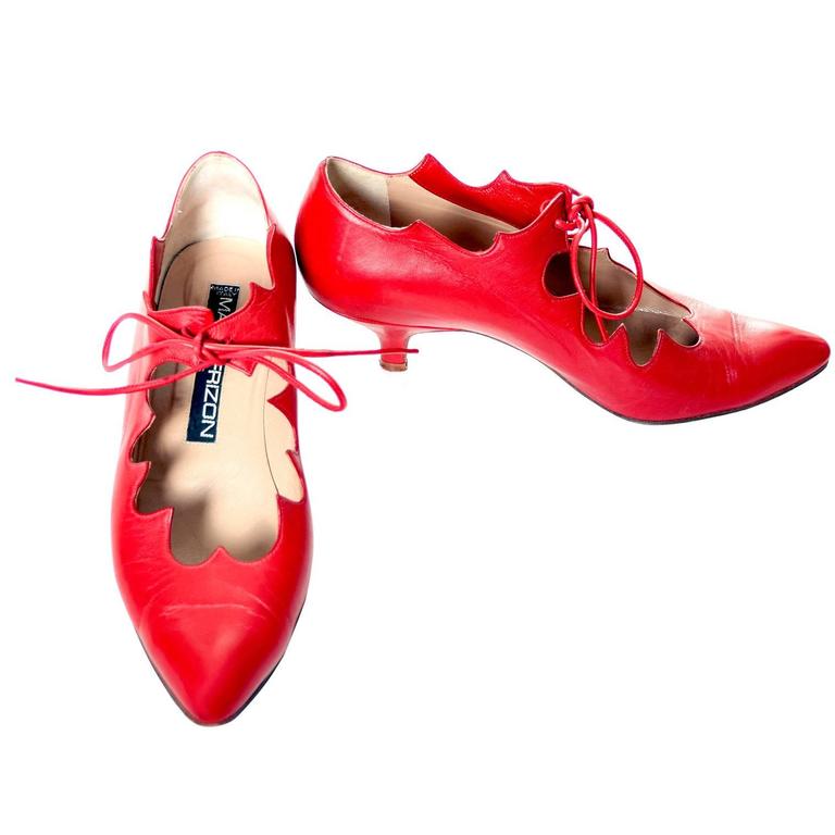 Vintage Maud Frizon Shoes Kitten Heels 1980s Ties Scalloped Italy Size ...