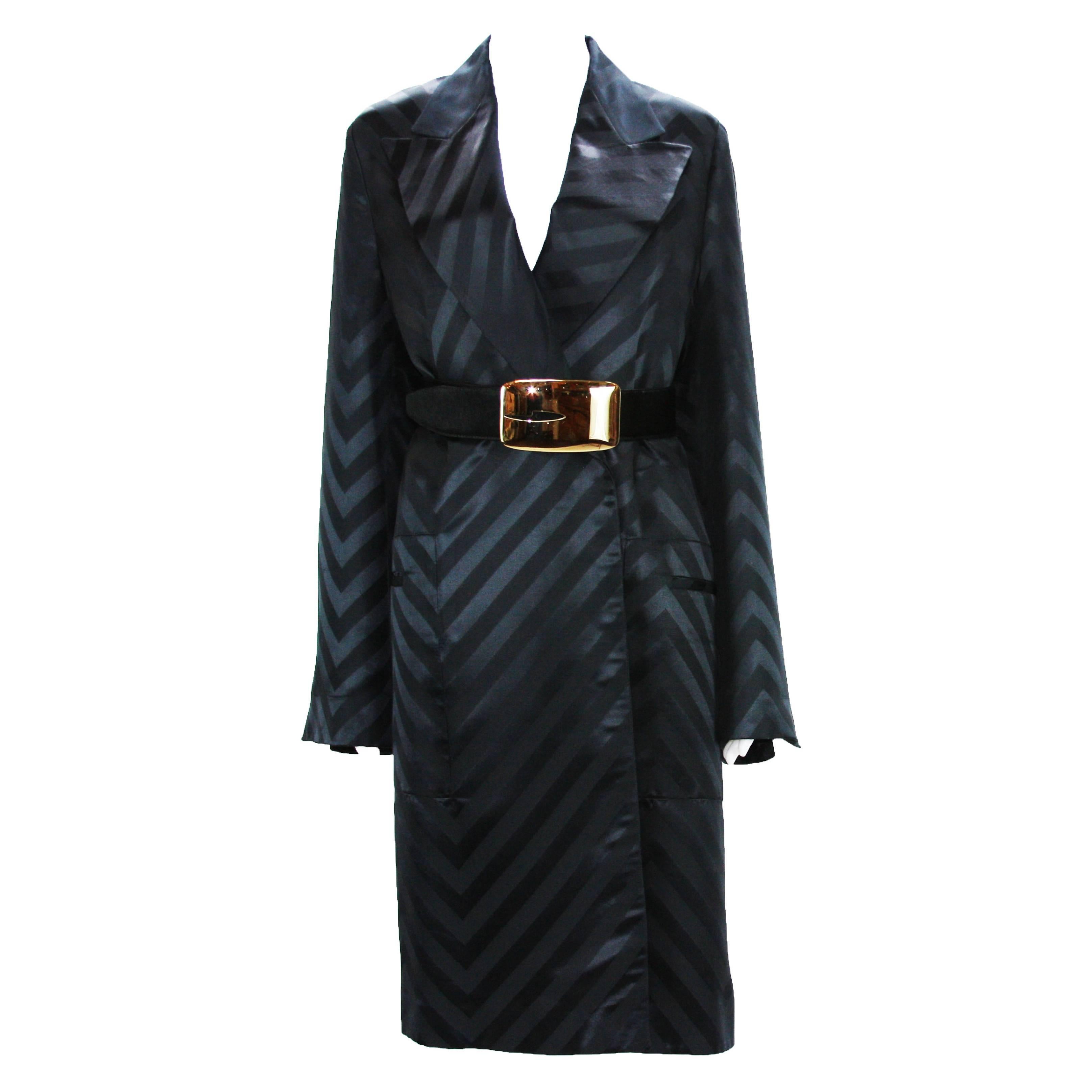 Tom Ford for Gucci F/W 2002 Black Silk Kimono Coat with Belt 