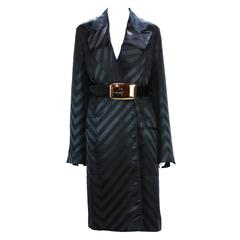 Tom Ford for Gucci F/W 2002 Black Silk Kimono Coat with Belt 