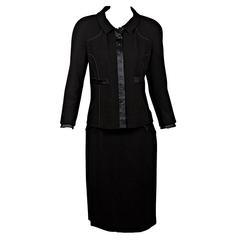 Black Chanel Wool & Silk Skirt Suit Set 3