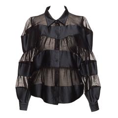 Viktor & Rolf silk stripe sheer blouse from Runway, Sz. S
