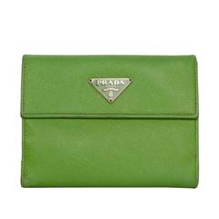 Prada Apple Green Saffiano Short Wallet SHW