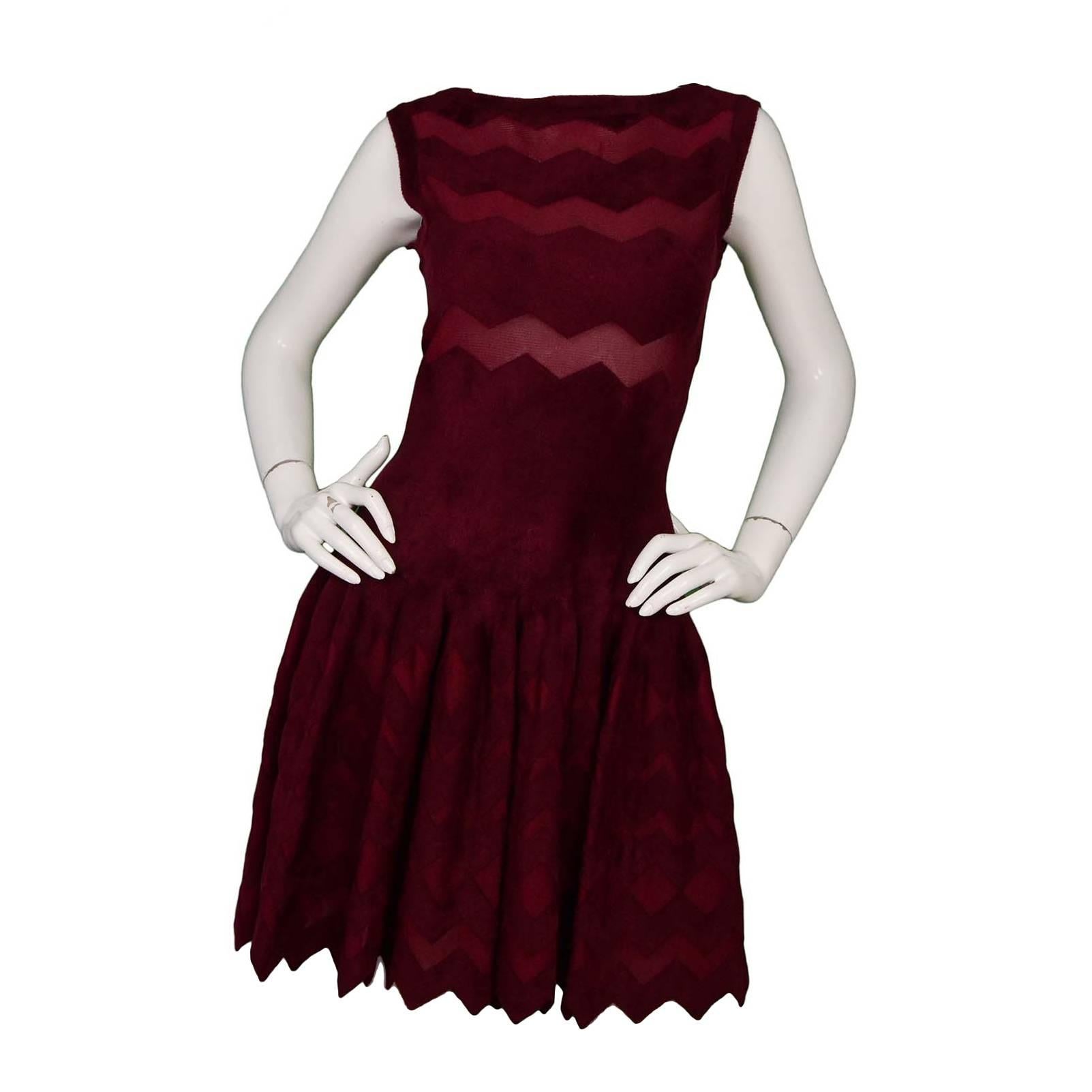Alaia Burgundy Fit Flare Sleeveless Dress sz 40