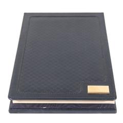 GUCCI Italian Blue MICROGUCCISSIMA Leather DESK NOTEPAD Notebook Holder 1