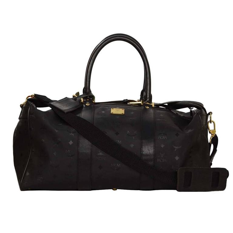 MCM Black Canvas Duffle Bag GHW For Sale at 1stdibs