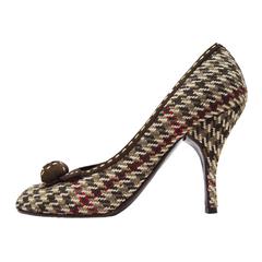 Prada Wool Hounds-tooth Pump 