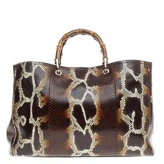 Gucci Bamboo Shopper Tote Python Large