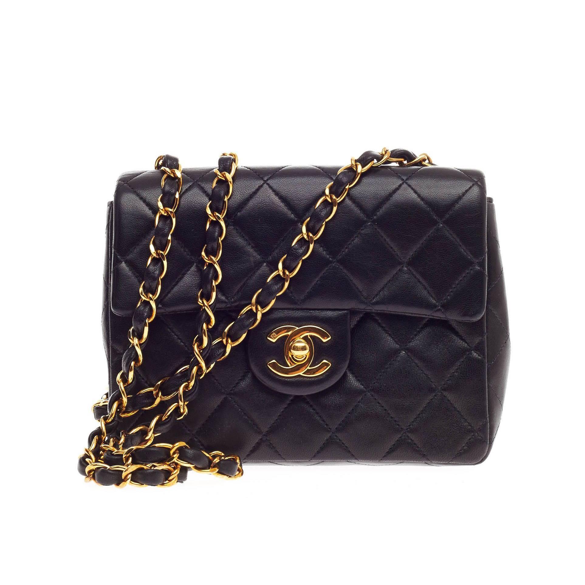 Chanel Vintage Square Classic Single Flap Quilted Leather Mini at 1stDibs