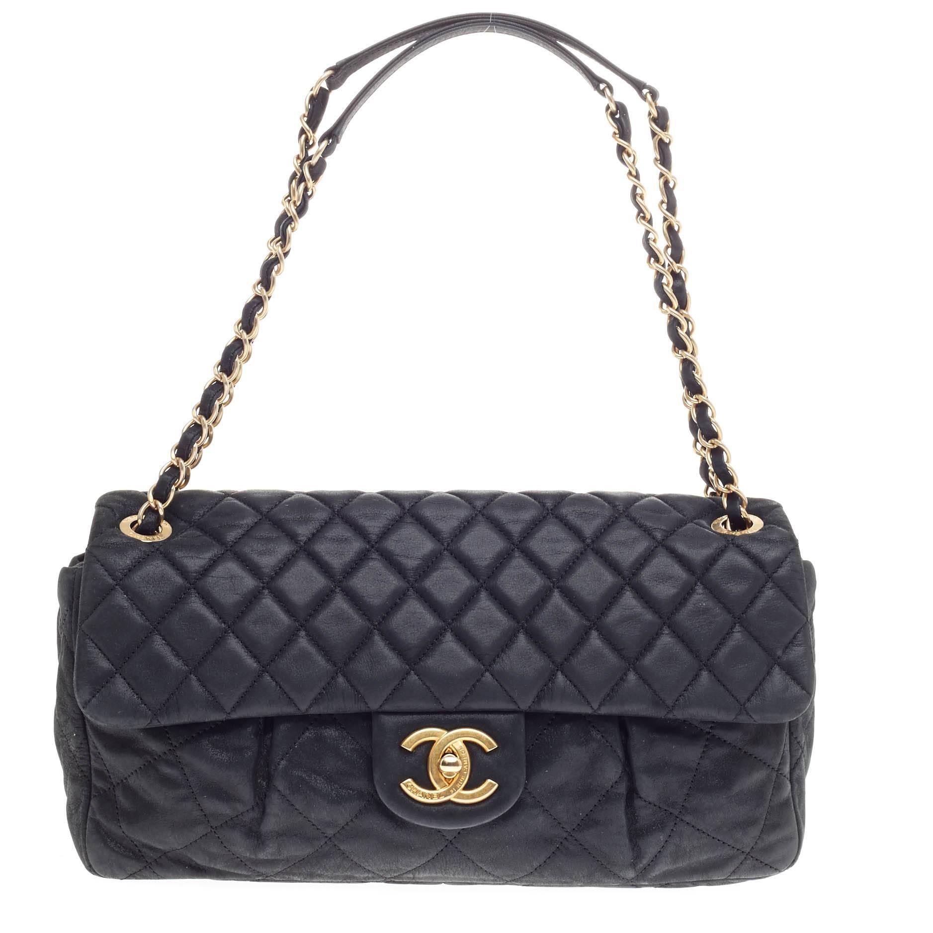 Chanel Chic Quilt Flap Bag Quilted Iridescent Leather Large