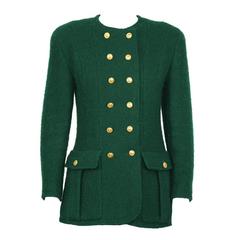 1980's Chanel Forest Green Boucle Jacket