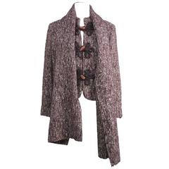 1980s Pierre Balmain Wine Multicolor Wool Tweed Jacket and Scarf