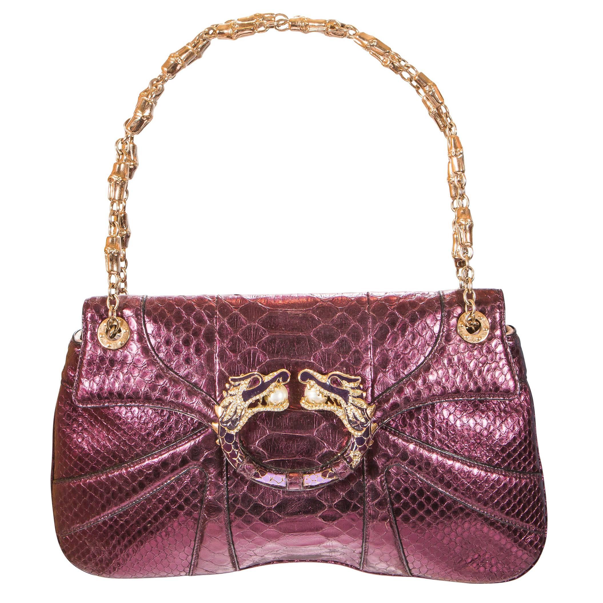 Tom Ford for Gucci Fall 2004 Snake Metallic Purple and Gold Bag at 1stDibs