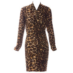 Patrick Kelly Stretch Velour Leopard Print Wrap Dress, Circa: 1980s