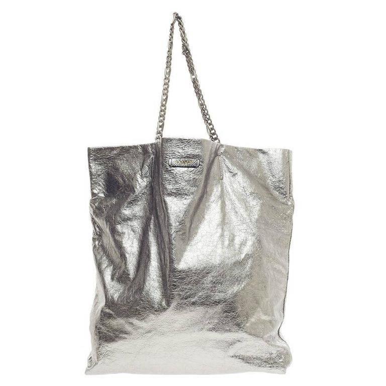 lanvin paper bag tote metallic lambskin large at 1stdibs lanvin paper bag tote metallic lambskin large at 1stdibs