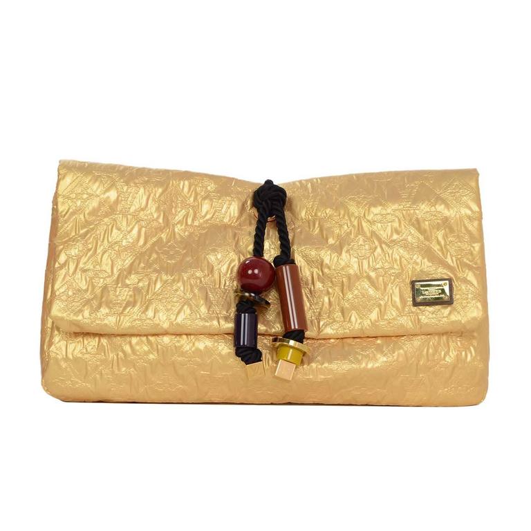 Louis Vuitton Gold Monogram African Queen Limelight Clutch Bag GHW For