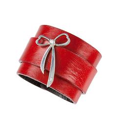 Sterling Silver Heart Note Leather Cuff Bracelet 1