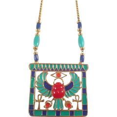 Hattie Carnegie Necklace 1960s Egyptian Revival Pendant 7