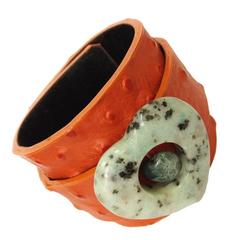 Agate Heart Leather Cuff Bracelet 11