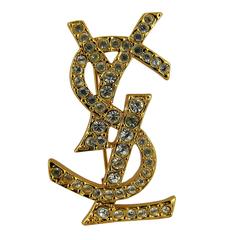 Vintage Yves Saint Laurent YSL Massive Diamante Logo Brooch