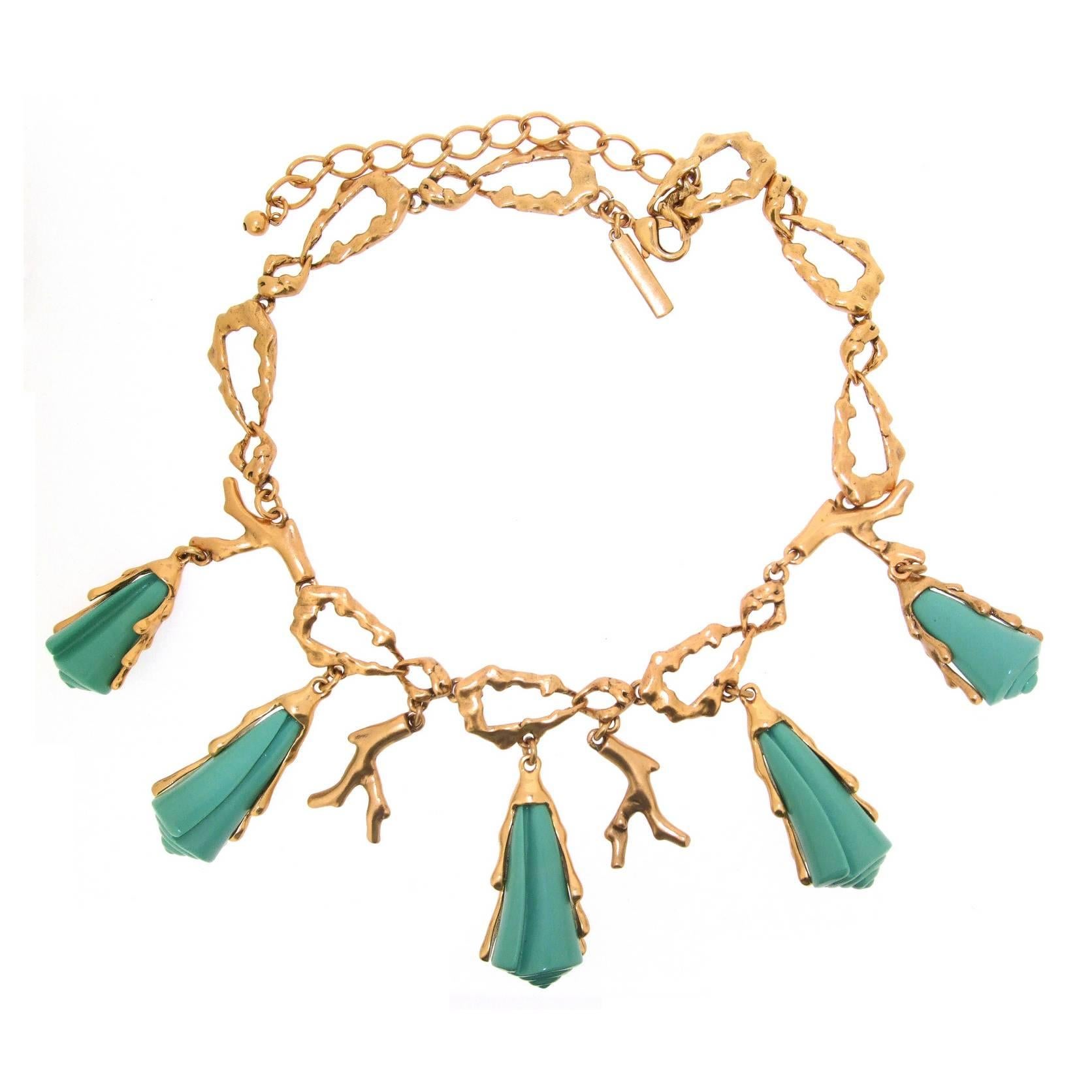 Oscar De La Renta Turquoise Sea Coral Necklace For Sale