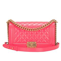 Chanel Pink Patent Medium Boy Bag
