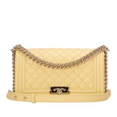 Chanel Yellow Lambskin Medium Boy Shoulder Bag