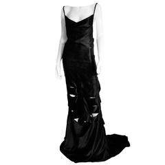 Incredible Tom Ford For Gucci FW 2002 Gothic Collection Black Silk Runway Gown!