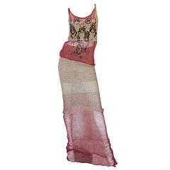 1990s Vivienne Westwood Gilt Painted Knit Skirt & Tank 12