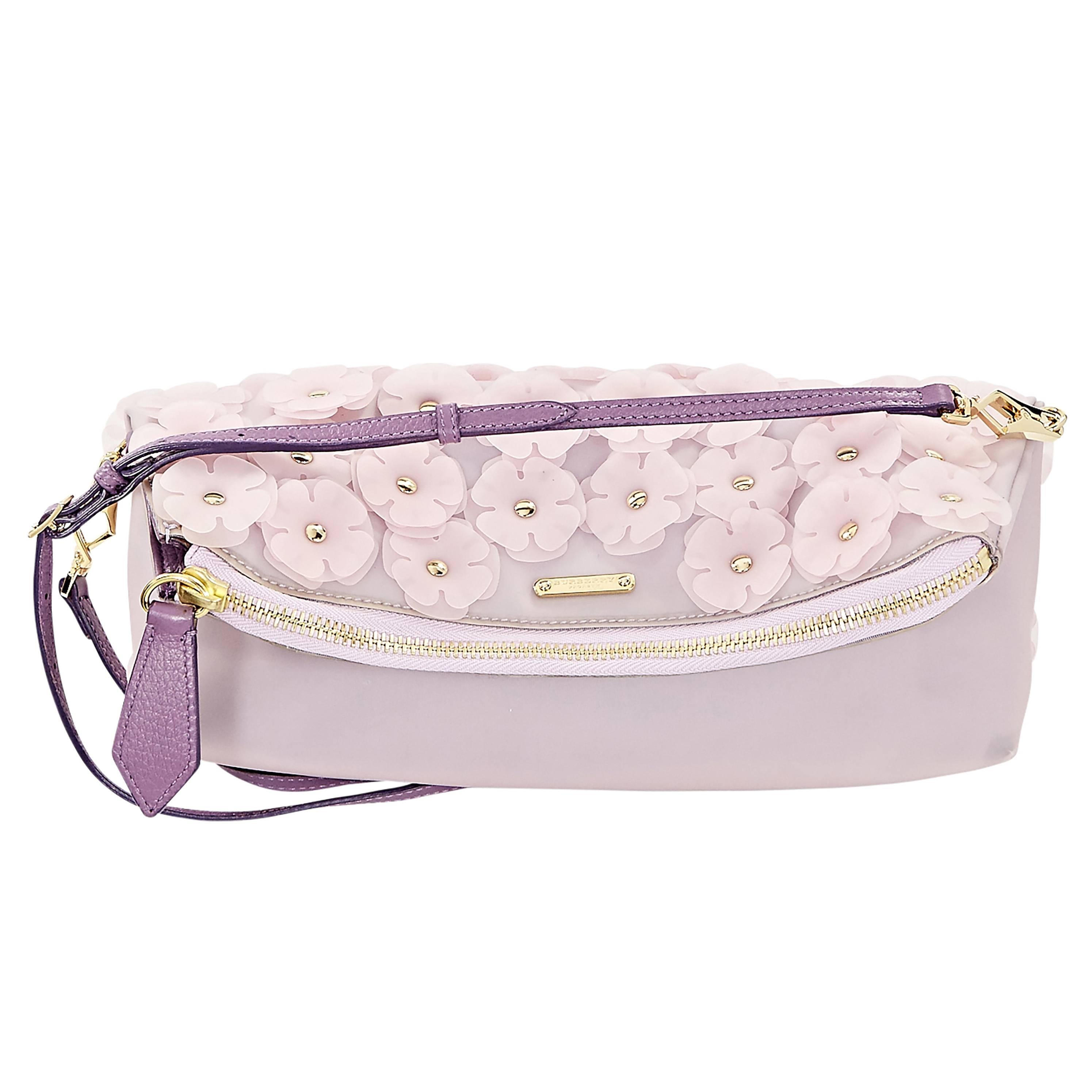 Lavender Burberry Prorsum Floral Crossbody Bag