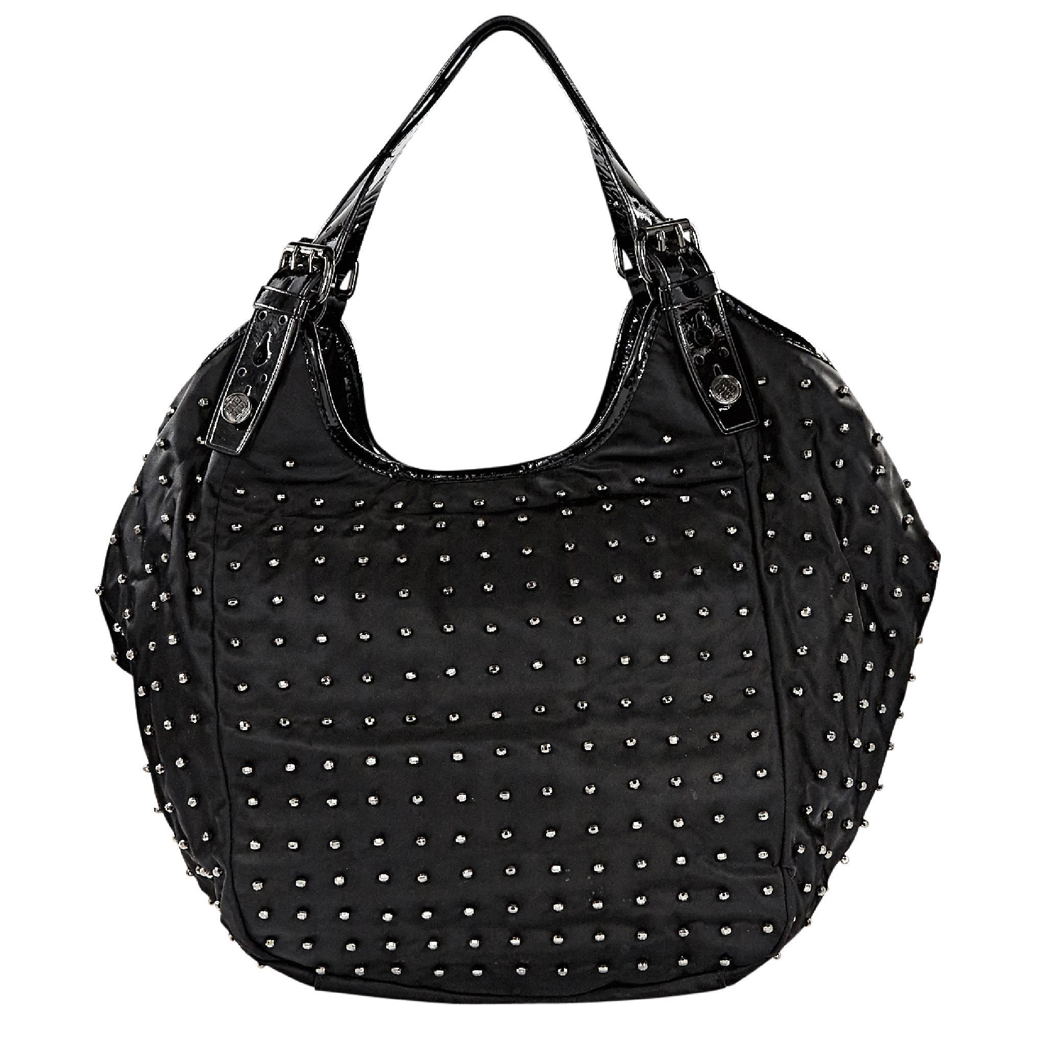 Givenchy Black Nylon Beaded 'New Sacca' Hobo Bag 
