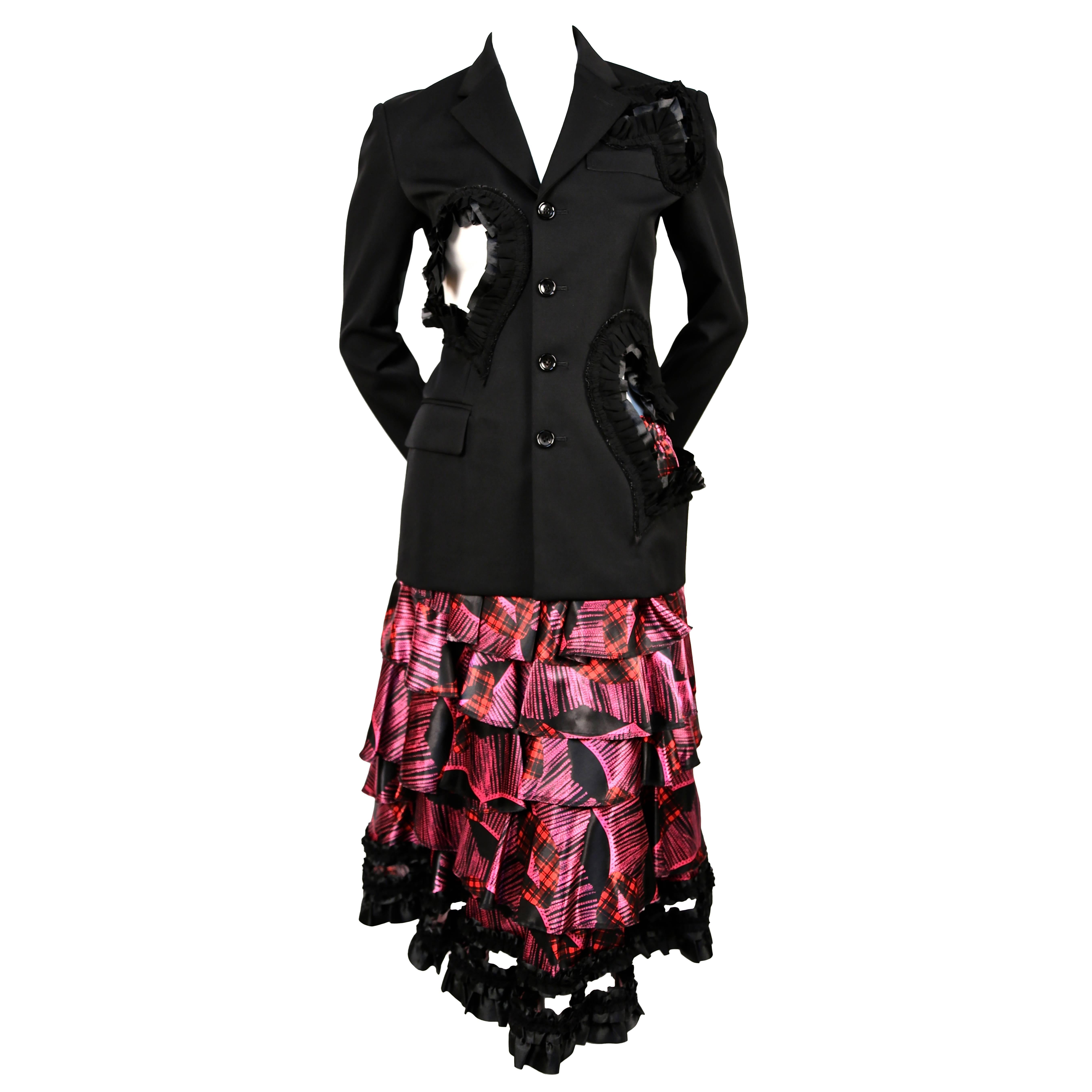 COMME DES GARCONS 'bad taste' runway blazer with open hearts and tiered skirt