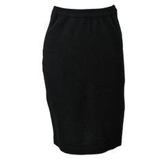 CHANEL Black Stretch Cashmere Blend Skirt Size S/M