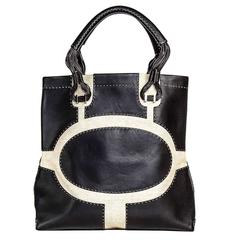 VBH Black Leather & Canvas Bag