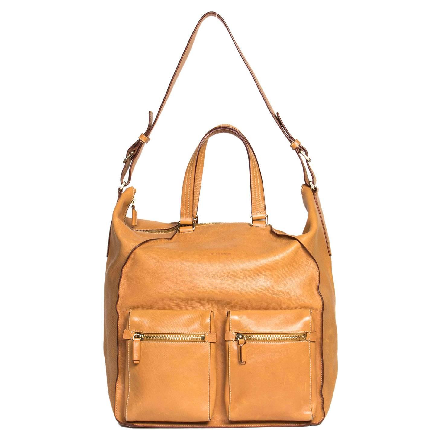 Jil Sander Tan Leather Large Bag