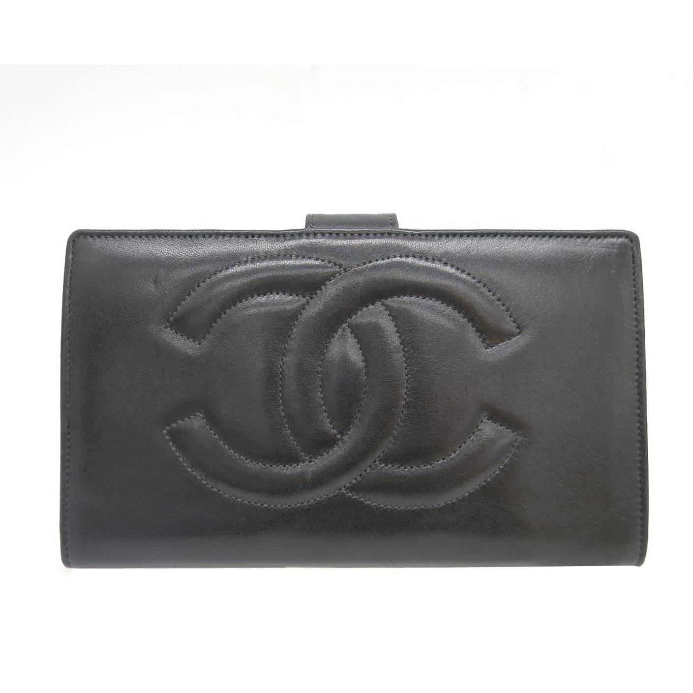 Chanel Black Lambskin Leather Bifold Wallet