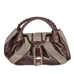 Fendi Brown Leather & Beads Large Bag 12