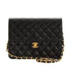 Chanel Black Calfskin Quilted Gold Chain HW Crossbody Flap Shoulder Bag in Box