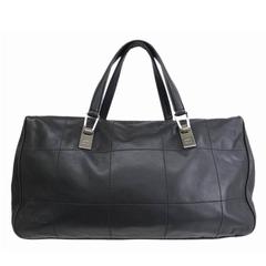 Chanel Black Lambskin Leather Silver Hardware Bowling Large Satchel Bag