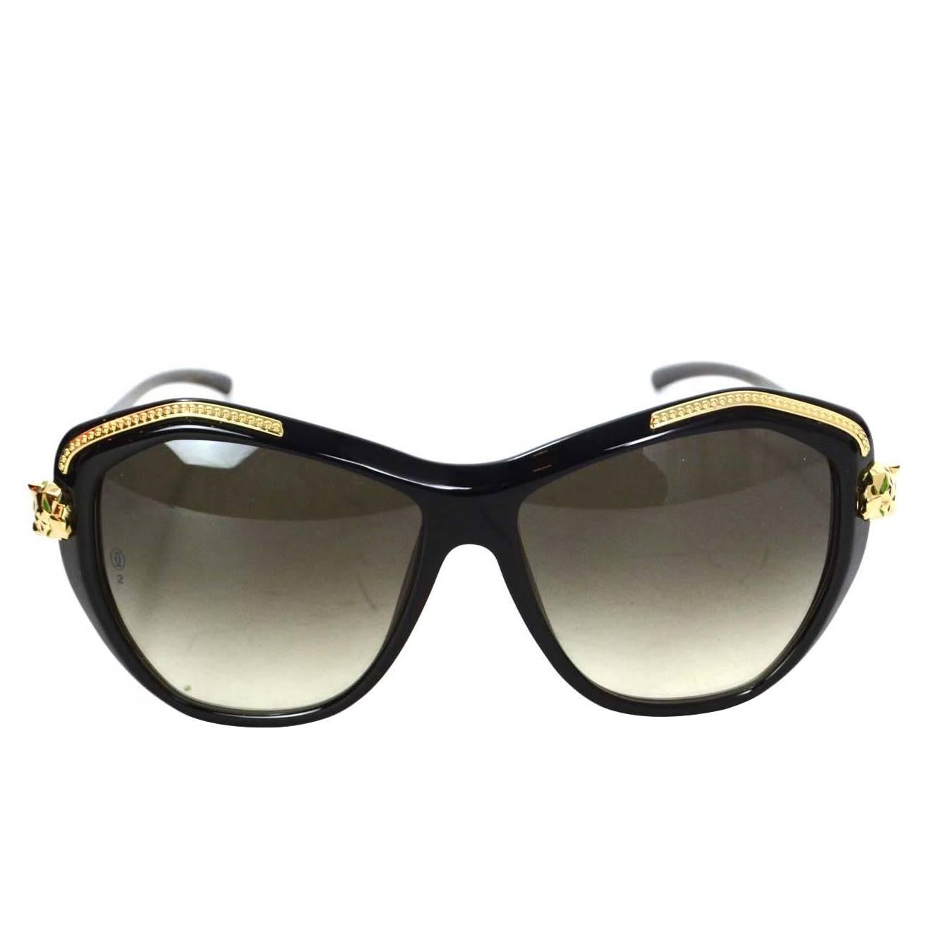 Cartier Schwarze „Panthere Wild de Cartier“-Sonnenbrille aus Harz
