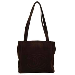 Chanel Vintage '90s Brown Suede Tote Bag