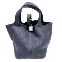 Hermes Indigo Clemence Leather Picotin Lock PM Bag