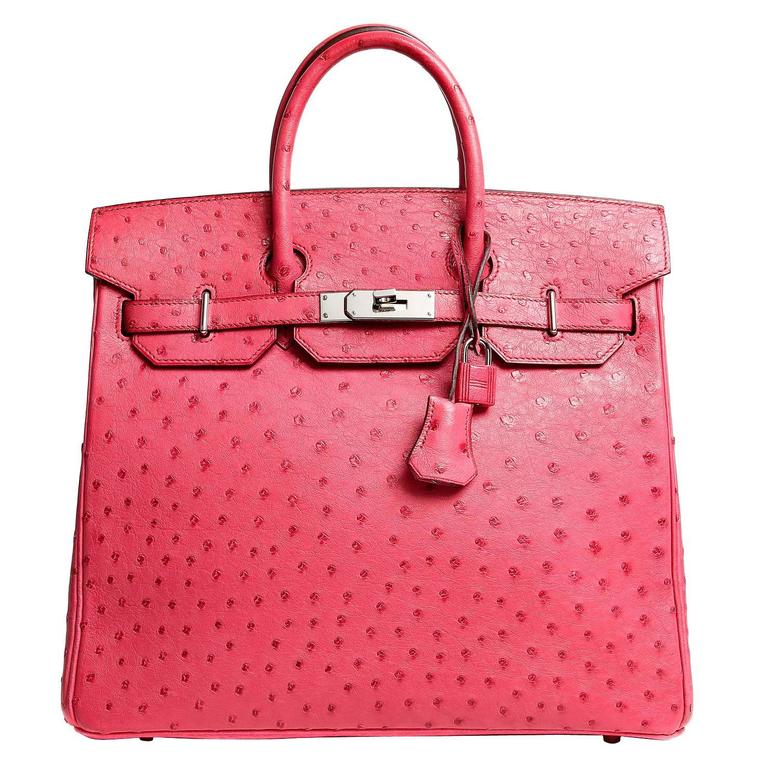 Hermes Kelly Bag 32cm Ostrich Pink Fuchsia PHW