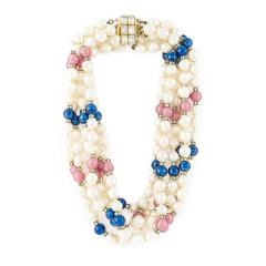 Vintage Celine Pearl Bead Necklace