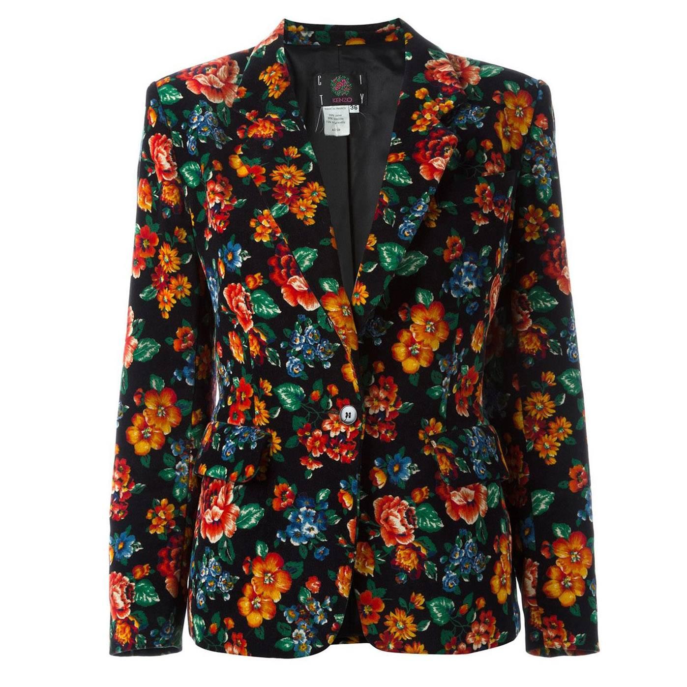 Kenzo Floral Print Blazer For Sale